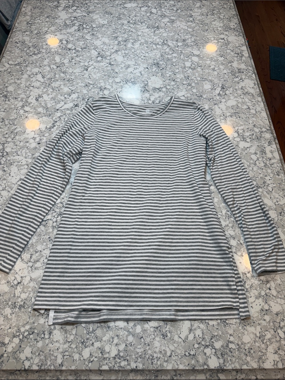 Marley Lilly Gray and White Striped Long Sleeve Tunic size M extra long